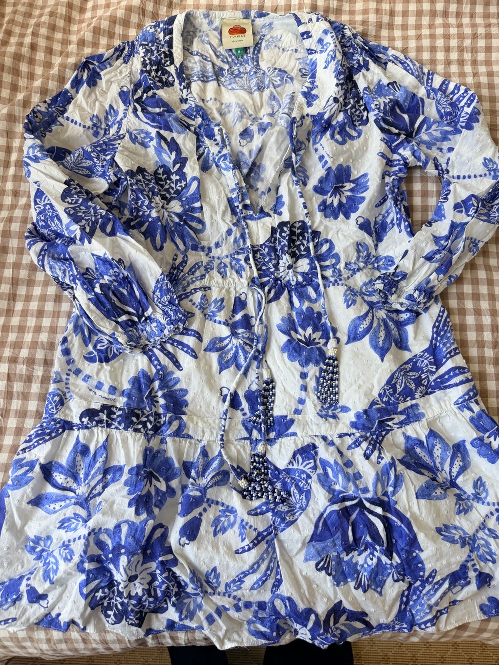 Farm Rio Blue & White Floral Cover Up Dress
